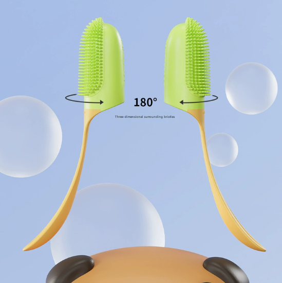 Yellow 5-Pack Pet Finger Toothbrush Set for Dogs & Cats - Soft Silicone Dental Care Brush for Healthy Gums & Teeth