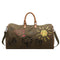 Green-coffee Large Capacity Graffiti Travel Duffel Bag - Canvas Weekender with Wet/Dry Pocket & Shoe Compartment