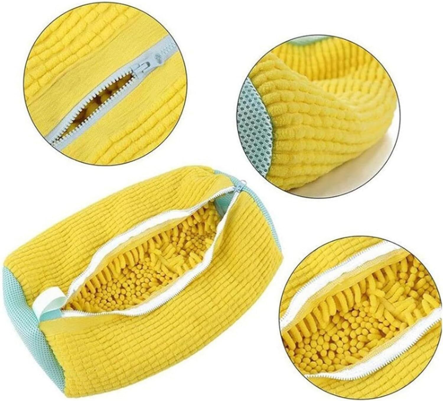 Blue 2piece Durable Sneaker Wash Bag for Washing Machine - Anti-Deformation Shoe Protector with Chenille Fabric