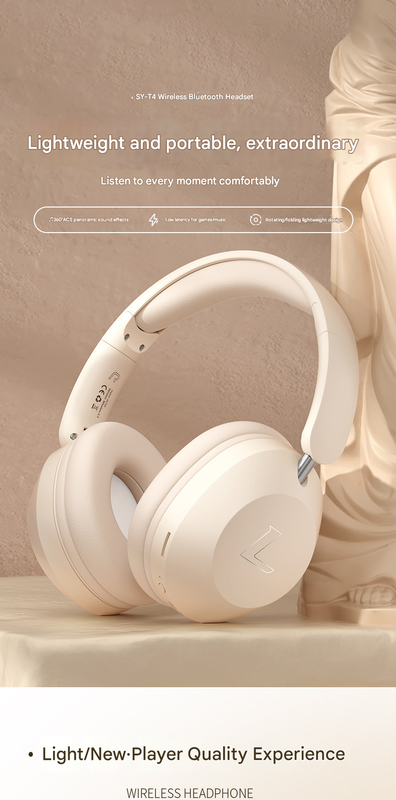 Black SY-T4 luetooth Music Headset - New Wireless Over-Ear Headphones with Long Battery Life for Sports and Universal Phone Compatibility