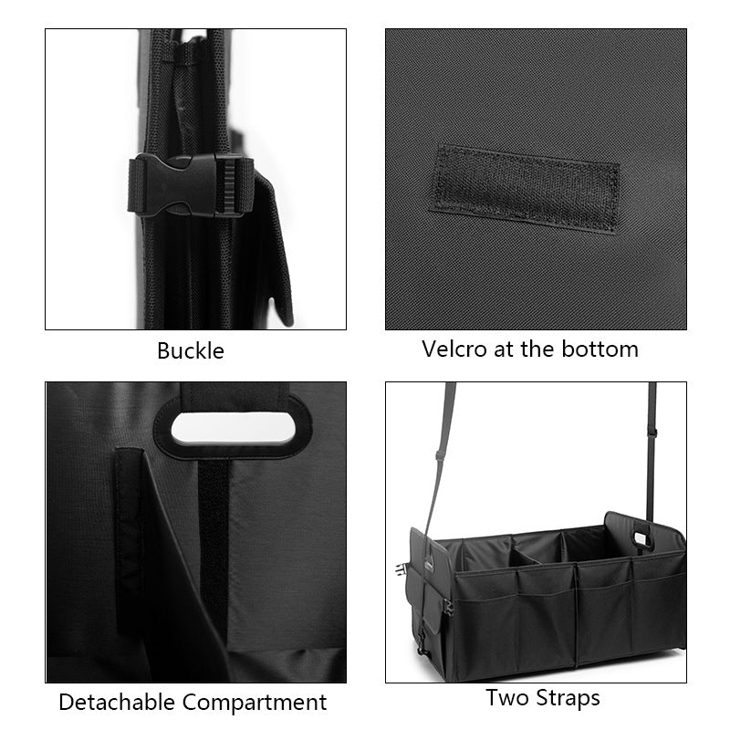 Grey Car Storage Box - Foldable Waterproof Trunk Organizer