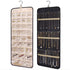 Black Hanging Jewelry Organizer - Closet Storage for Necklaces, Earrings, and Rings with Clear Pockets(14*33inch)