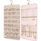 Pink Hanging Jewelry Organizer - Closet Storage for Necklaces, Earrings, and Rings with Clear Pockets(14*33inch)