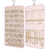 Pink Hanging Jewelry Organizer - Closet Storage for Necklaces, Earrings, and Rings with Clear Pockets(14*33inch)