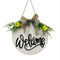 White Rustic 'Hello' Welcome Sign - Farmhouse Round Wooden Wreath for Front Door Decor