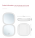 2-piece Black Portable LED Makeup Mirror - Rechargeable Compact with 3-Color Lights & 5x Magnification