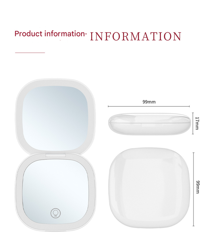 2-piece Green Portable LED Makeup Mirror - Rechargeable Compact with 3-Color Lights & 5x Magnification