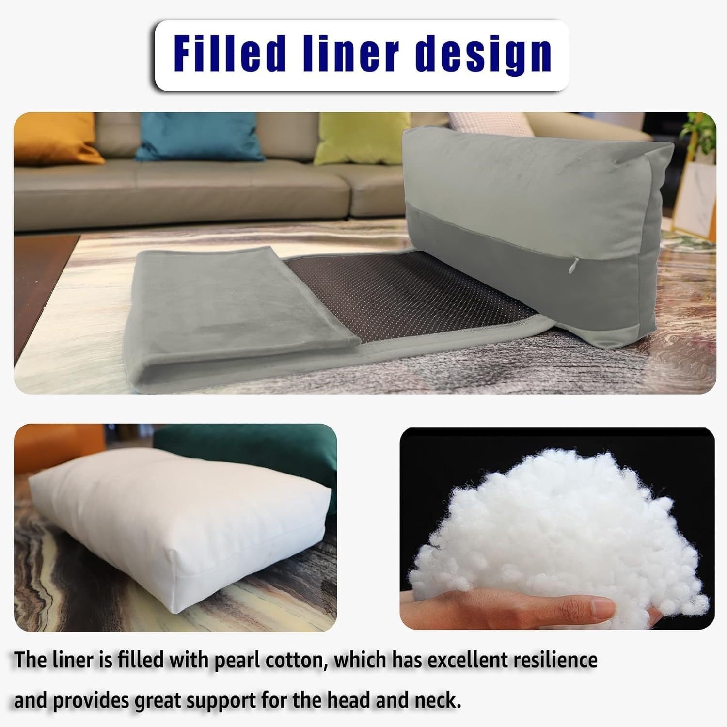 Black New Fashion Velvet Recliner Headrest with Anti-Slip Base - Adjustable Neck Support Car Pillow