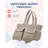 Beige Women's Multi-Pocket Tote Bag - Large Quilted Travel Handbag for Work, Gym, and More