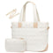 White New Large Capacity Tote Bag - Fashionable Quilted Women's Shoulder Bag and Laptop Bag