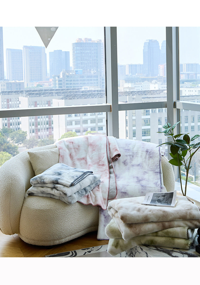 Grey Luxury Mink Velvet Ink Print Blanket - High-Quality Warmth for Your Home(150*200cm)