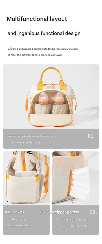 Beige Versatile 3-in-1 Nappy Bag | Convertible Backpack, Tote & Crossbody with Insulated Pockets