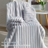 Grey Plush Ribbed Coral Fleece 3-Piece Towel Set - Ultra Soft & Absorbent Bath, Hand Towel and Hair Wrap