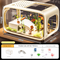 Cream color Modern Desktop Aquarium & Turtle Tank - Panoramic Viewing Fish Tank with Basking Platform & Lid