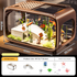 Brown  Modern Desktop Aquarium & Turtle Tank - Panoramic Viewing Fish Tank with Basking Platform & Lid