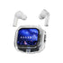White Smart TWS Earbuds with Full-Color LCD Touchscreen Case - Bluetooth 5.4, HiFi Stereo & ENC Noise Cancelling