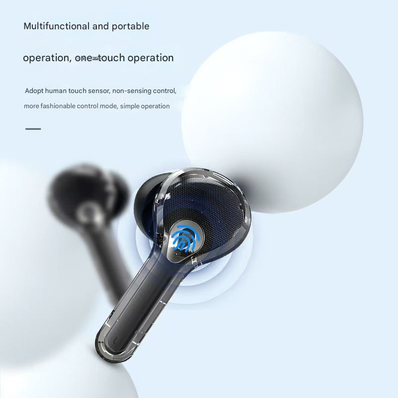 White Smart TWS Earbuds with Full-Color LCD Touchscreen Case - Bluetooth 5.4, HiFi Stereo & ENC Noise Cancelling