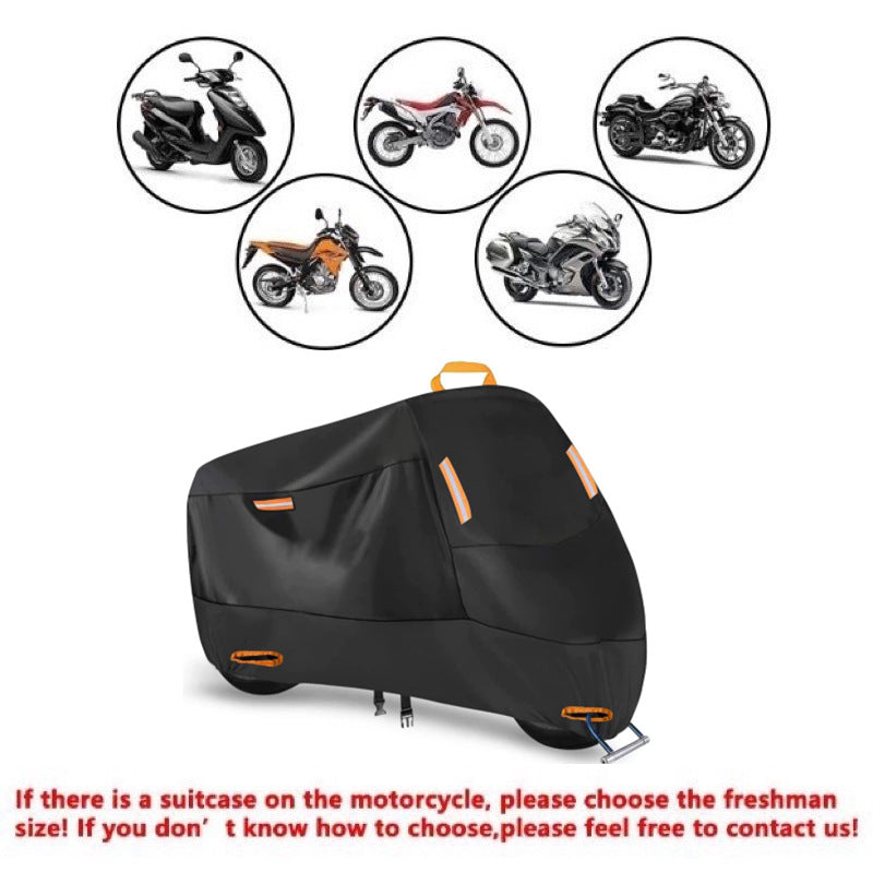 Heavy Duty 210D Waterproof Motorcycle Cover - All Season Outdoor Protection with Lock Holes & Windproof Buckles(Size: M)