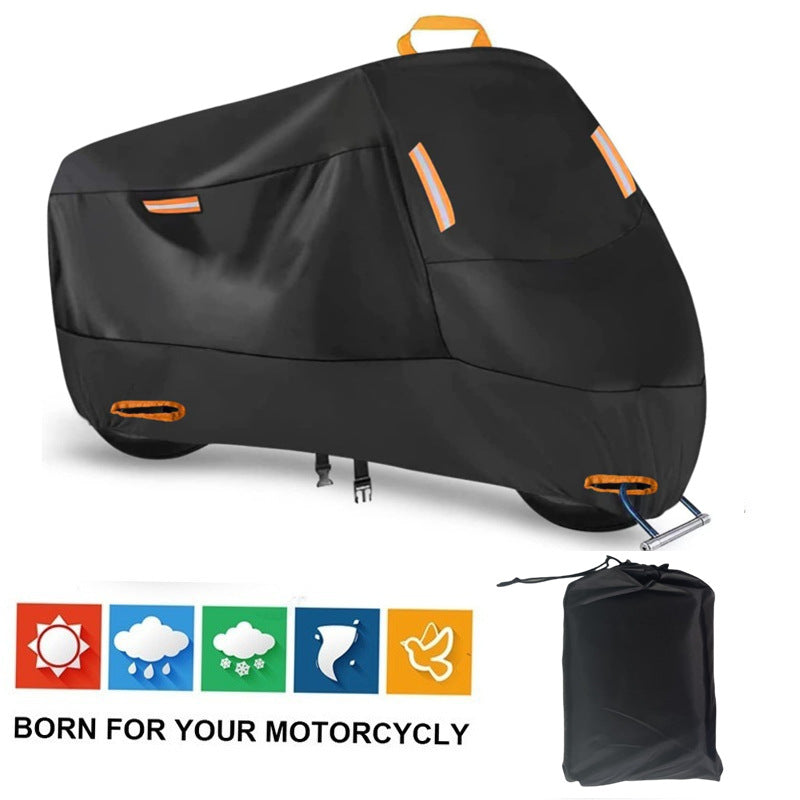 Heavy Duty 211D Waterproof Motorcycle Cover - All Season Outdoor Protection with Lock Holes & Windproof Buckles(Size: XL)