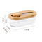 Natural wood color - flat Elegant Glass Butter Dish with Wooden Lid & Matching Spreader - Sealed Butter Keeper for Freshness