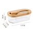 Natural wood color - flat Elegant Glass Butter Dish with Wooden Lid & Matching Spreader - Sealed Butter Keeper for Freshness