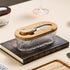 Brown - flat Elegant Glass Butter Dish with Wooden Lid & Matching Spreader - Sealed Butter Keeper for Freshness