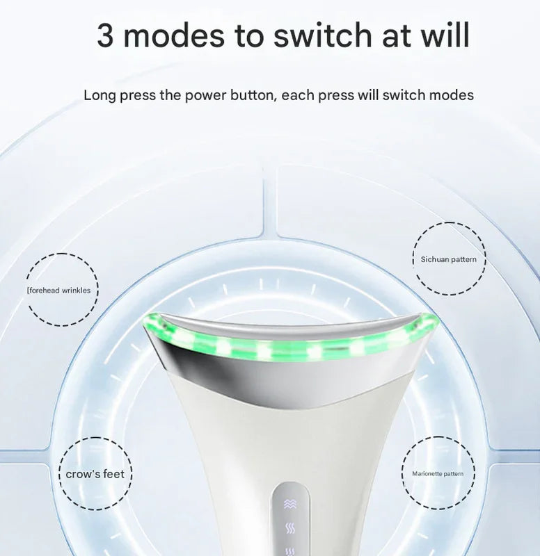 MJ-400 white Rechargeable EMS Facial & Neck Sculpting Device - 3-in-1 LED Light Therapy Massager(Seven Colors)