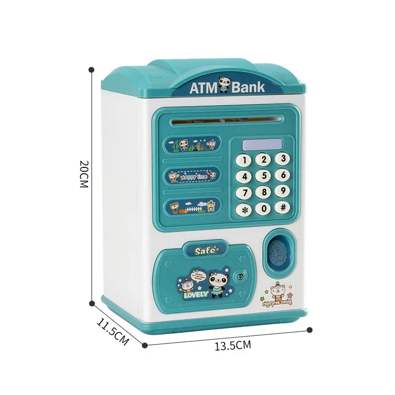 Pink rabbit Kids Smart ATM Piggy Bank - Automatic Bill Scroll, Password & Fingerprint Unlock with Fun Features