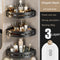 Three layers of elegant black Premium No-Drill Corner Shower Caddy - Thickened ABS Bathroom Storage Shelf with Hooks, Quick Wall Mount Organiser