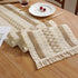 2-PCS Double bars Bohemian Woven Table Runner with Tassels - Rustic Farmhouse Decor for Dining & Coffee Tables