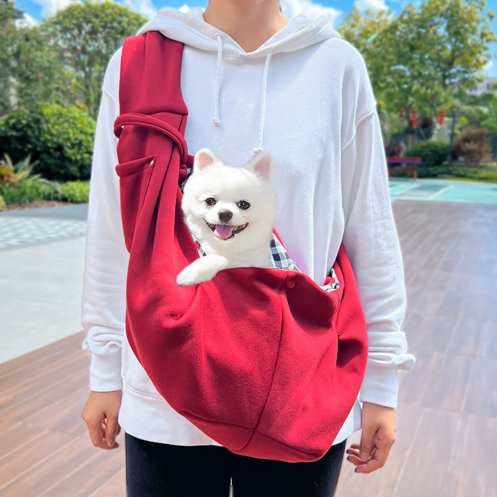 Red Pet Carrier Backpack - Comfortable Shoulder Bag for Cats and Dogs, Ideal for Outdoor Use in Autumn and Winter