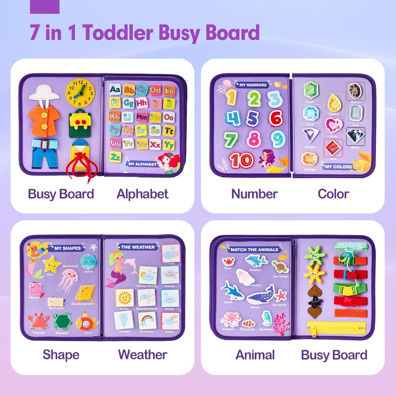 Blue Early Education Learning Board - Felt Activity Board for Toddlers