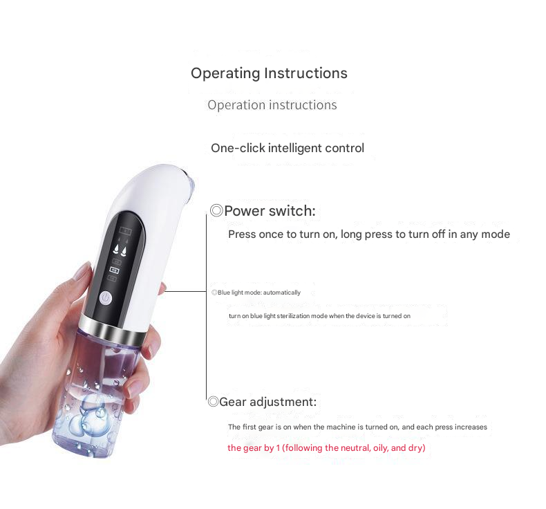 White Hydro-Dermabrasion Blackhead Remover Vacuum - Rechargeable Pore Cleanser & Oxygen Infusion Device