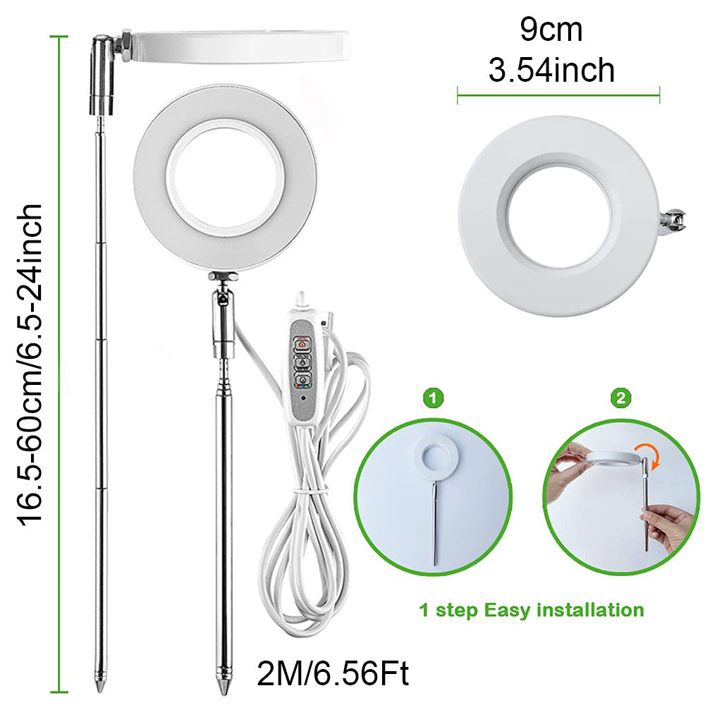 White Full Spectrum LED Grow Light with Telescopic Stake for Indoor Plants
