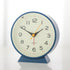 Blue Minimalist Silent Alarm Clock with Night Light - Non-Ticking Analogue Bedside & Desk Clock
