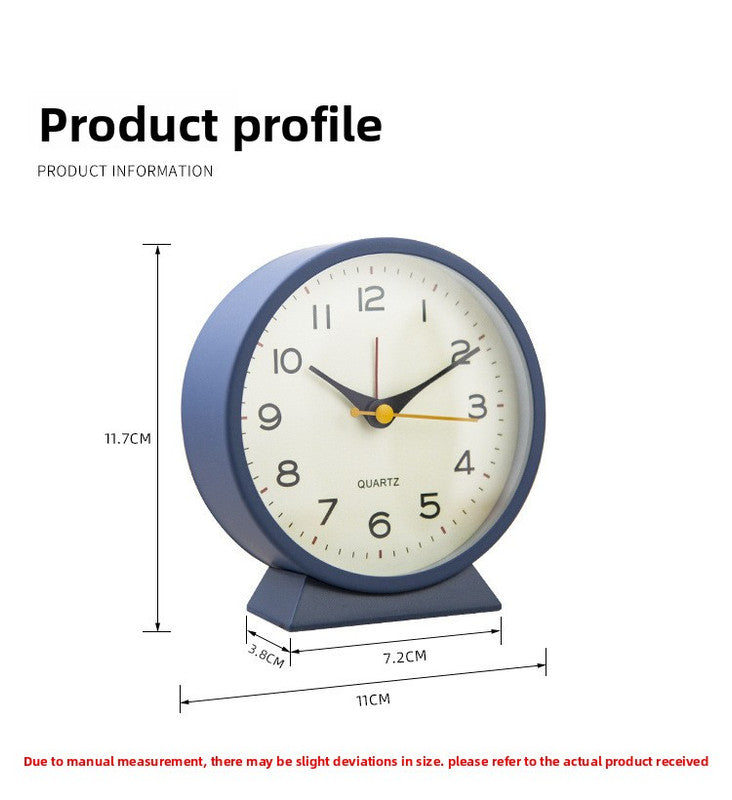 Pink Minimalist Silent Alarm Clock with Night Light - Non-Ticking Analogue Bedside & Desk Clock