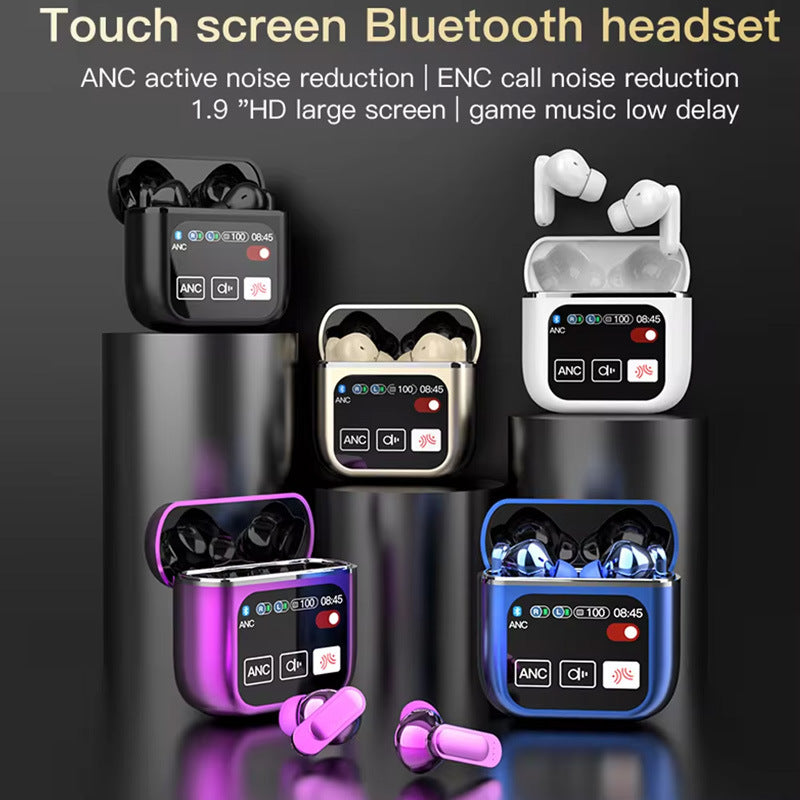 TWS Bluetooth Earbuds with 1.9 HD Touch Screen Case - ANC/ENC Noise Reduction(Champagne)