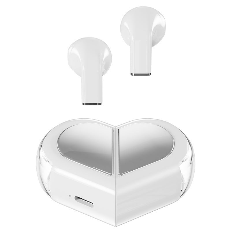 Mini True Wireless Bluetooth 5.3 Earbuds - Heart/Capsule Case, Touch Control, Auto-Connect(white)