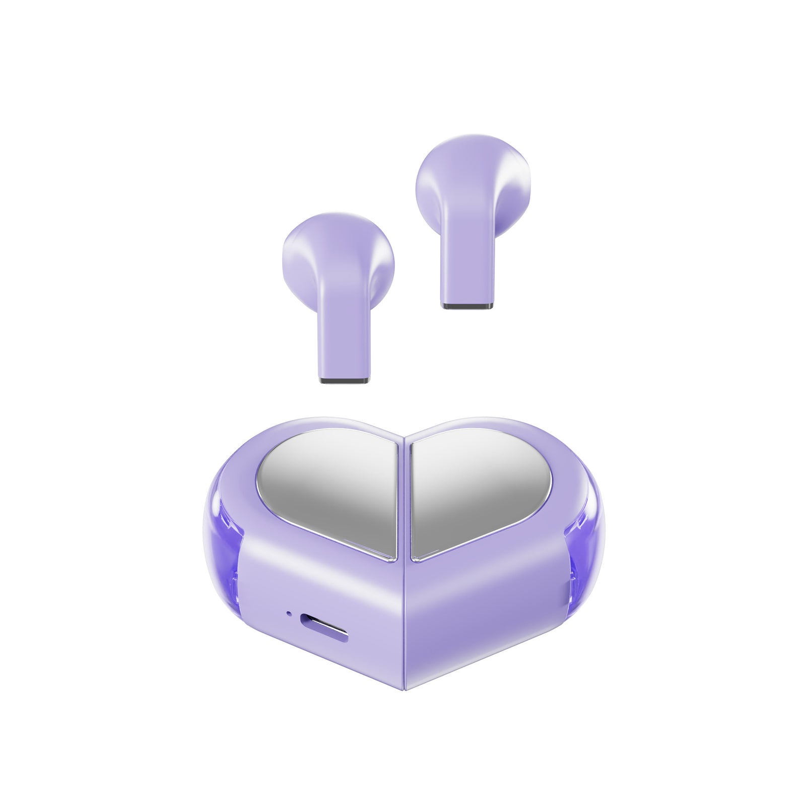 Mini True Wireless Bluetooth 5.3 Earbuds - Heart/Capsule Case, Touch Control, Auto-Connect(purple)