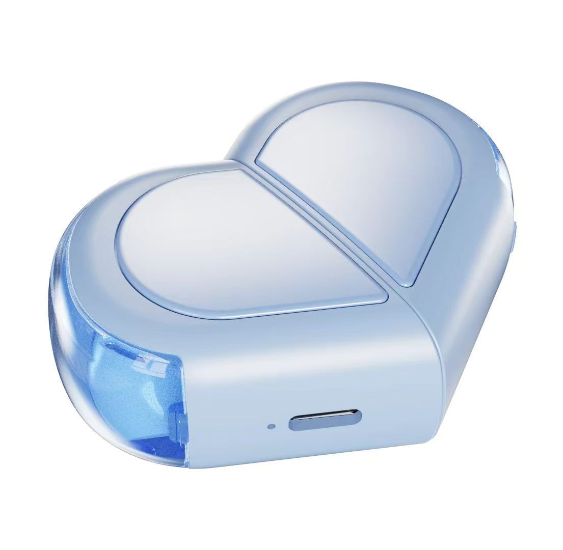 Mini True Wireless Bluetooth 5.3 Earbuds - Heart/Capsule Case, Touch Control, Auto-Connect(blue)