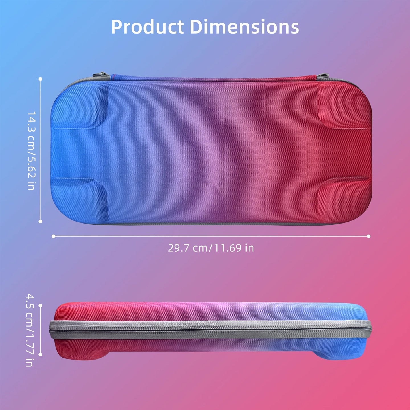 Portable Hard Shell Travel Case for Nintendo Switch/Switch Lite/OLED - Game Card Slots & Accessory Pocket(Gradient red and blue)