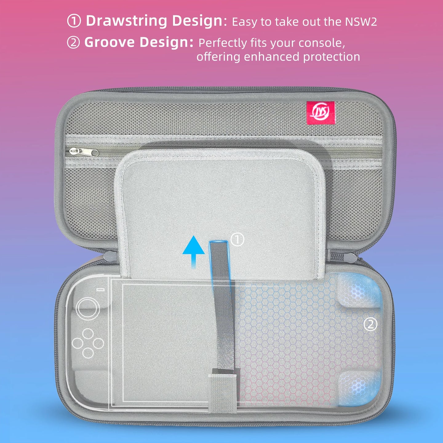 Portable Hard Shell Travel Case for Nintendo Switch/Switch Lite/OLED - Game Card Slots & Accessory Pocket(Gradient orange and blue)