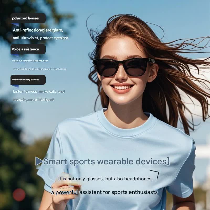 Smart Audio Glasses with Magnetic Interchangeable Lenses - Bluetooth Calls, Music, Voice Assistant & Remote Camera(Blue lenses)