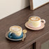 Artistic Ceramic Coffee Cup & Saucer Set with Spoon - Gradient Glaze, 240ml, Gift Boxed(pink)
