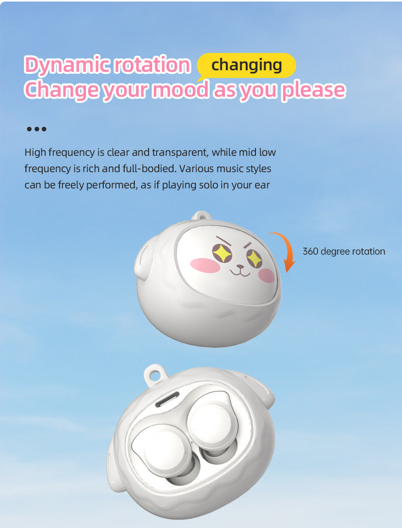 Fun Face-Changing TWS Earbuds with Rotating Case - Bluetooth 5.4, High-Quality Sound(pink)