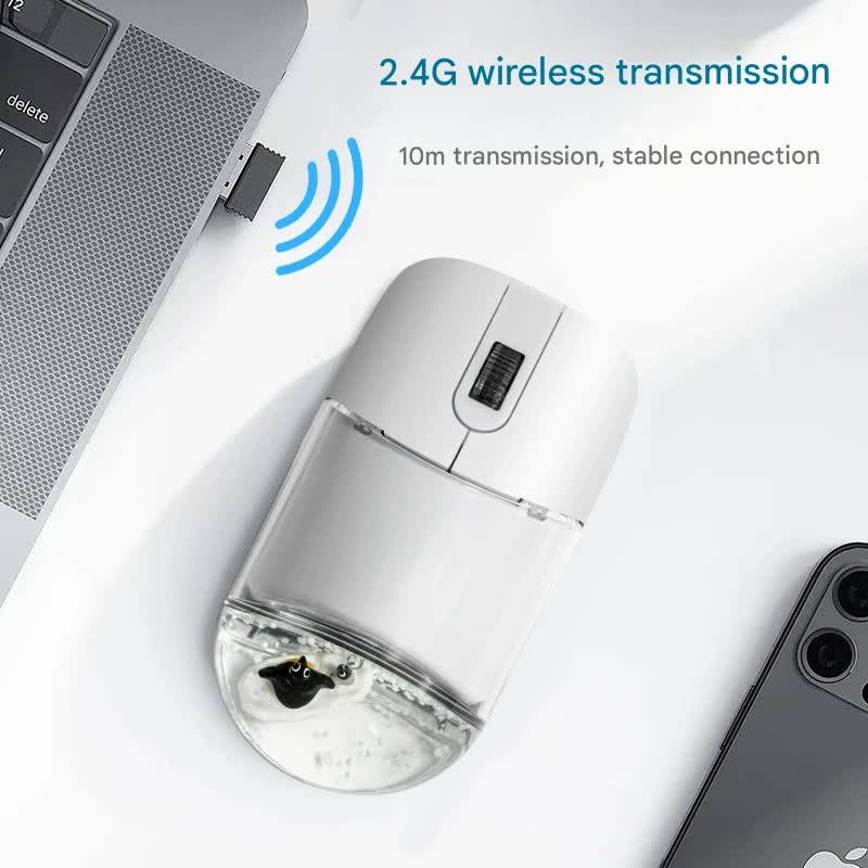 Whimsical 2.4G Wireless Mouse with Floating Animal Design - Comfortable, Quiet & Portable(pink)