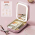 Portable Jewelry & Makeup Organizer Box with LED Touch Mirror - Rechargeable, Adjustable Lighting(pink)