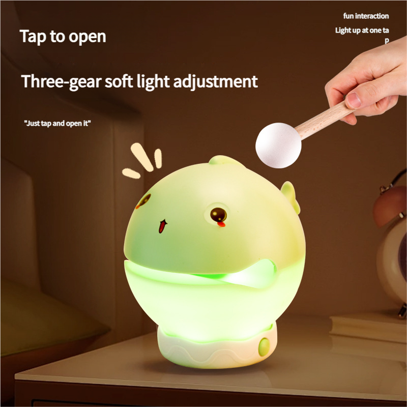 Portable rechargeable tapping control night light- 3-Level Dimmable Bedside Lamp(apricot)
