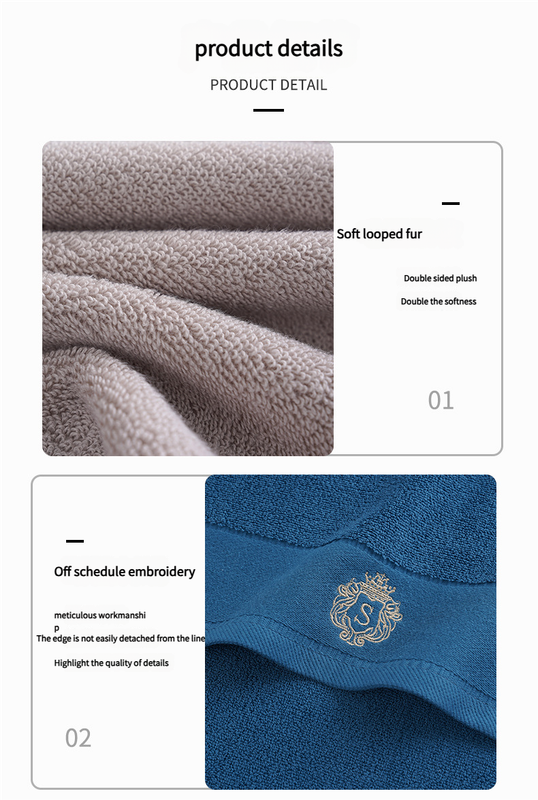 Premium Absorbent Cotton Towel Set - Soft Bath & Hand Towels with Double-Sided Plush(purple)