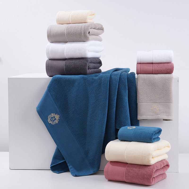 Premium Absorbent Cotton Towel Set - Soft Bath & Hand Towels with Double-Sided Plush(light gray)